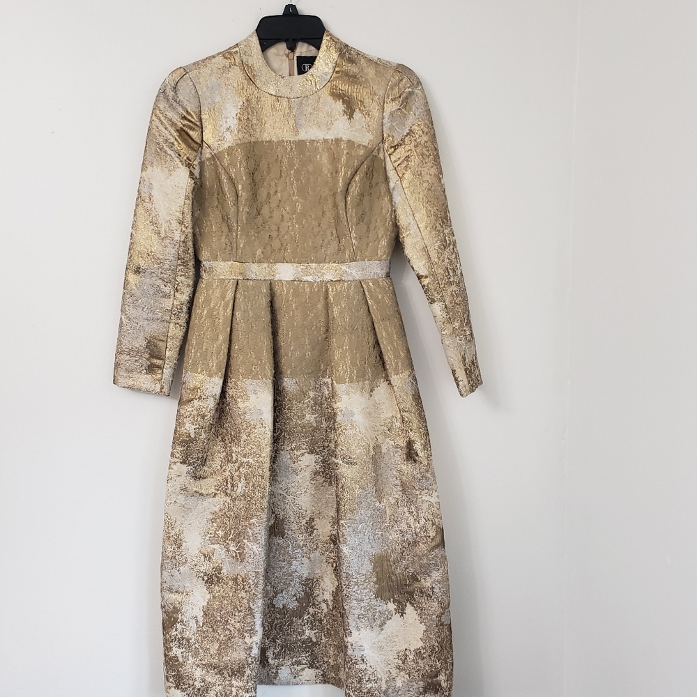 RAQUEL COUTURE Gold and Cream Women's Dress